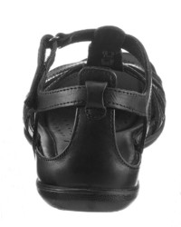 schwarze flache Sandalen aus Leder von Ecco