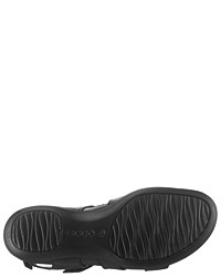 schwarze flache Sandalen aus Leder von Ecco