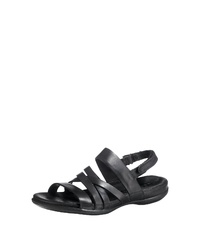 schwarze flache Sandalen aus Leder von Ecco