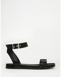 schwarze flache Sandalen aus Leder von Aldo