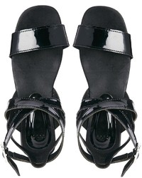 schwarze flache Sandalen aus Leder von Asos