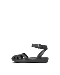 schwarze flache Sandalen aus Leder von FitFlop