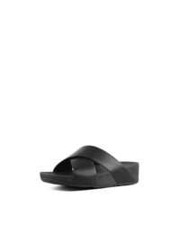 schwarze flache Sandalen aus Leder von FitFlop