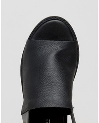 schwarze flache Sandalen aus Leder von Asos