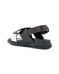 schwarze flache Sandalen aus Leder von Marni