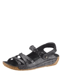 schwarze flache Sandalen aus Leder von Gemini