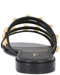 schwarze flache Sandalen aus Leder von Balenciaga