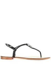 schwarze flache Sandalen aus Leder von Giuseppe Zanotti Design