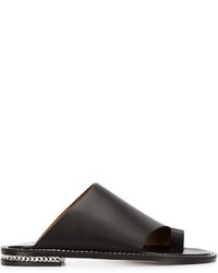 schwarze flache Sandalen aus Leder von Givenchy