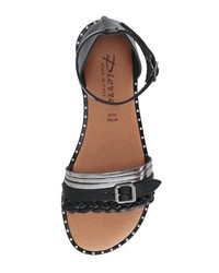 schwarze flache Sandalen aus Leder von Heine