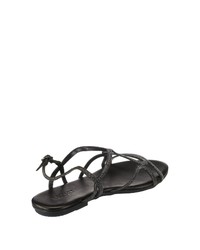 schwarze flache Sandalen aus Leder von Inuovo