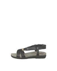 schwarze flache Sandalen aus Leder von Jana