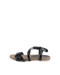 schwarze flache Sandalen aus Leder von Jane Klain