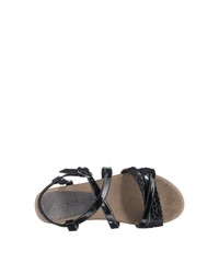 schwarze flache Sandalen aus Leder von Jane Klain