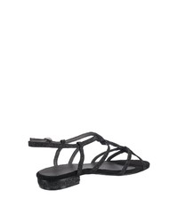 schwarze flache Sandalen aus Leder von Jane Klain