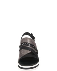 schwarze flache Sandalen aus Leder von JOLANA & FENENA