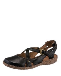 schwarze flache Sandalen aus Leder von Josef Seibel