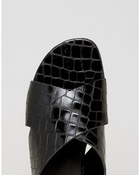 schwarze flache Sandalen aus Leder von Dune