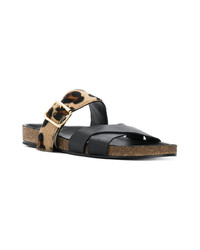 schwarze flache Sandalen aus Leder von Tila March