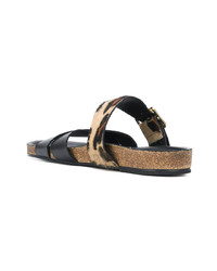 schwarze flache Sandalen aus Leder von Tila March