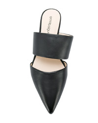 schwarze flache Sandalen aus Leder von Anna Baiguera