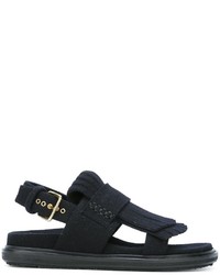 schwarze flache Sandalen aus Leder von Marni