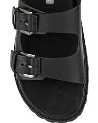schwarze flache Sandalen aus Leder von Michael Kors