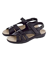 schwarze flache Sandalen aus Leder von Naturläufer