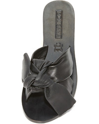 schwarze flache Sandalen aus Leder von Sol Sana