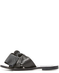 schwarze flache Sandalen aus Leder von Sol Sana