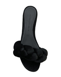 schwarze flache Sandalen aus Leder von Marco De Vincenzo