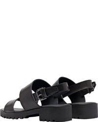 schwarze flache Sandalen aus Leder von PoiLei