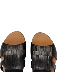 schwarze flache Sandalen aus Leder von PoiLei