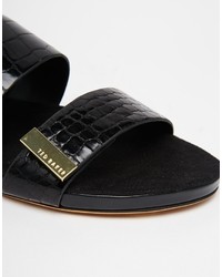 schwarze flache Sandalen aus Leder von Ted Baker