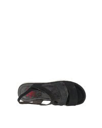 schwarze flache Sandalen aus Leder von Relife