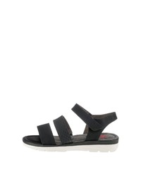 schwarze flache Sandalen aus Leder von Relife