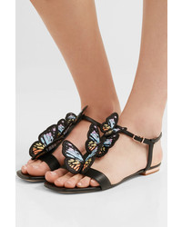 schwarze flache Sandalen aus Leder von Sophia Webster