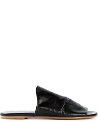 schwarze flache Sandalen aus Leder von Roberto Del Carlo