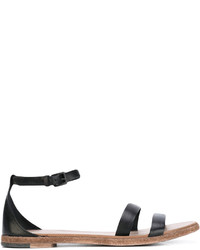 schwarze flache Sandalen aus Leder von Roberto Del Carlo