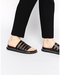 schwarze flache Sandalen aus Leder von Senso