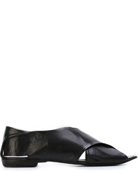 schwarze flache Sandalen aus Leder von Silvano Sassetti