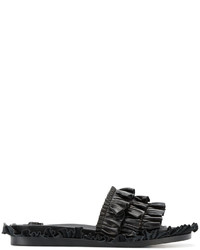 schwarze flache Sandalen aus Leder von Simone Rocha