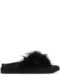 schwarze flache Sandalen aus Leder von Simone Rocha
