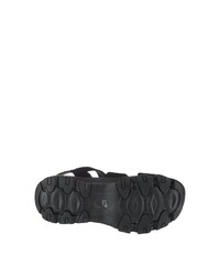 schwarze flache Sandalen aus Leder von Skechers