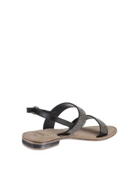 schwarze flache Sandalen aus Leder von SPM