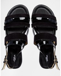 schwarze flache Sandalen aus Leder von Blink