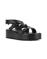 schwarze flache Sandalen aus Leder von Ann Demeulemeester