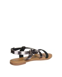 schwarze flache Sandalen aus Leder von Superdry