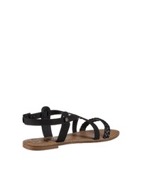 schwarze flache Sandalen aus Leder von Superdry