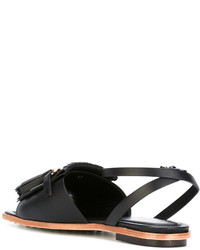 schwarze flache Sandalen aus Leder von Tod's